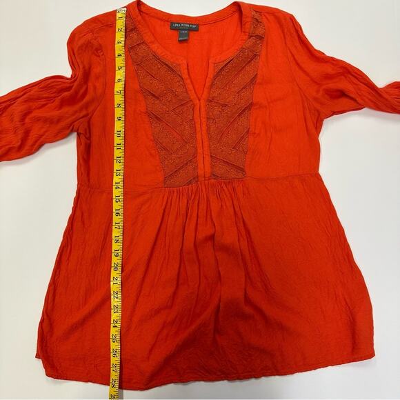 A Pea in the Pod Maternity Tunic Top Large L/G - Boho Embroidered Red Blouse - Picture 7 of 9